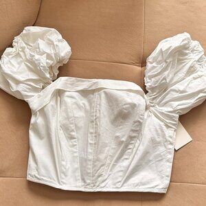 CONTENTA UO Off Shoulder Puff-Sleeve Corset Top - Size Medium ( Runs Small )